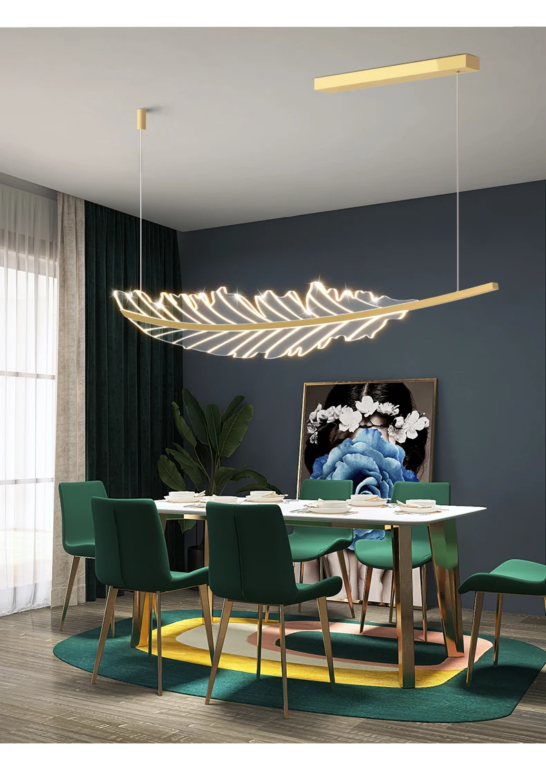 kitchen faucet with sprayer Modern Leaf-Shaped Chandelier Nordic Living Dining Table Coffee Shop Kitchen Island Hanging Light Golden Dining Room LED Fixture stainless kitchen sink