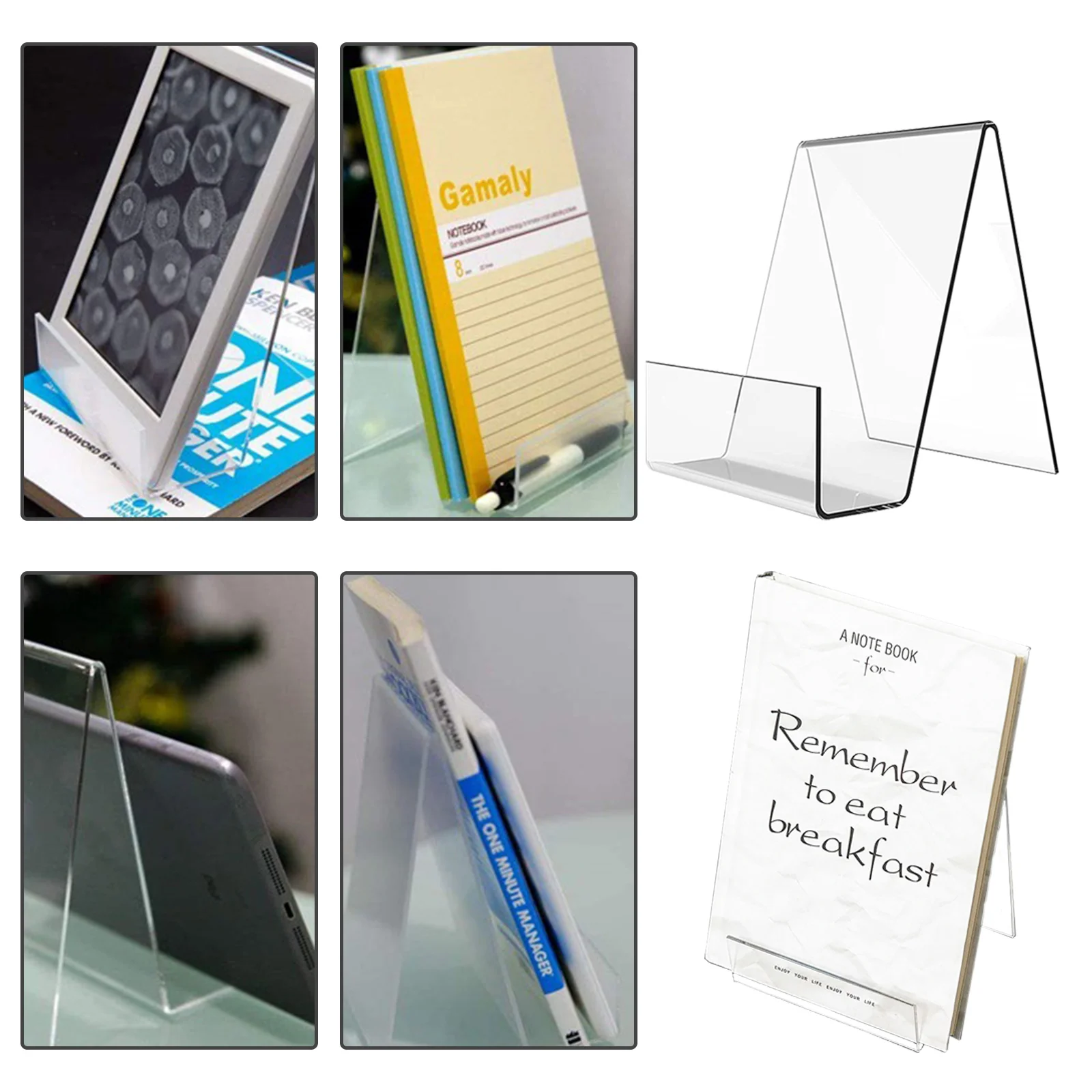 6pcs Acrylic Book Stand Clear Display Easels Clear Book Tablet Holder