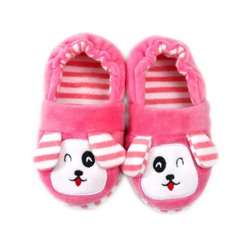 Тапочки для маленьких девочек; тапочки для малышей; зимняя плюшевая теплая Домашняя обувь для детей с героями мультфильмов; Детская домашняя обувь; обувь для щенка, кролика, панды, кота