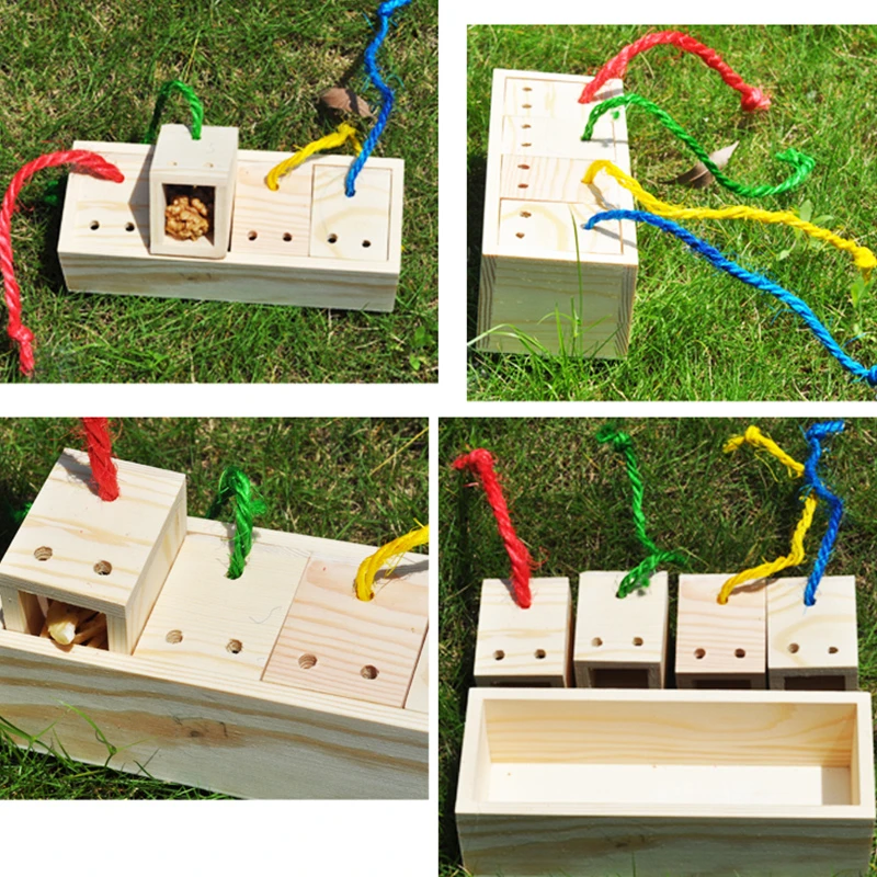 Деревянная игрушка Cockatiel для больших и средних попугаев, устройство для кормушки, контейнер для птиц, аксессуары для клетки для маленьких питомцев, интеллектуальные игрушки, коробка