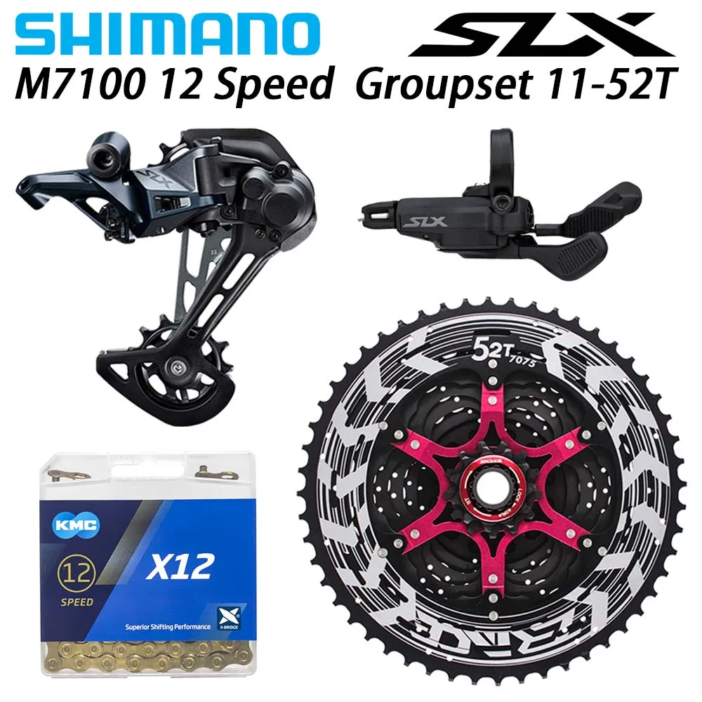 SHIMANO DEORE SLX M7100 комплект горного велосипеда MTB 1x12-Speed 52T SL+ RD+ zracing+ KMC X12 M7100 переключатель заднего хода - Цвет: M7100 X12Gd 11-52T