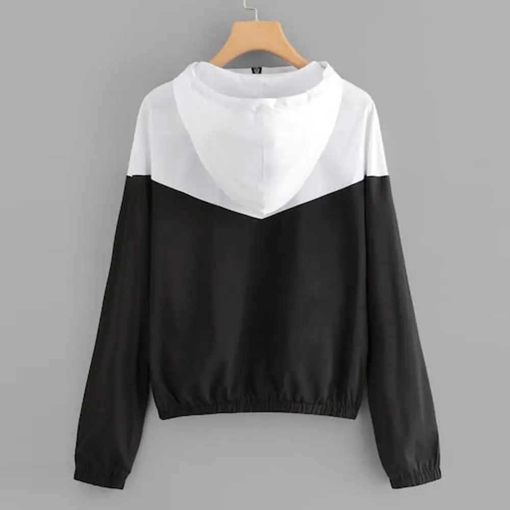 Women Long Sleeve Riding Jacket Coat Patchwork Thin Skinsuits Hooded Zipper Casual Sport Coat Outdoor Leisure Blouse Clothing