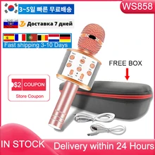 Microphone karaoké sans fil Bluetooth Ws858, avec son magique, pour jouer de la musique, chant, haut-parleur, en Stock en russie, livraison gratuite
