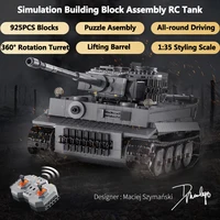 Simulation Building Block Assembly Remote Control Battle Tank All-round Driving 360° Rotate Turret Lifting Barrel Puzzle RC Tank 1