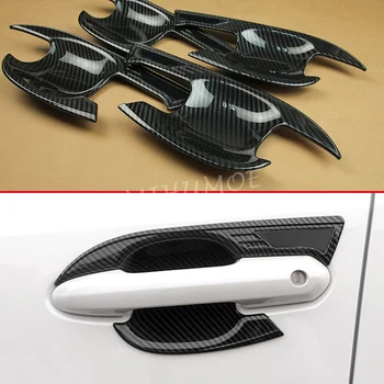 

For 2019 2020 Toyota RAV4 Carbon Fiber Door Handle Surrounds Cup Bowl Protector Cover Trims