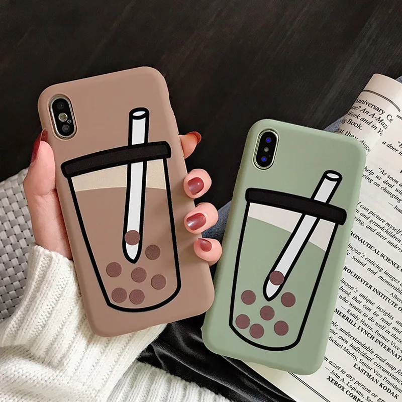 Phone Case for Iphone 11 7 8 6 6s Plus Matte Green Brown Milk Tea Pattern Tpu Back Cover XR X XS MAX Protective Cases |