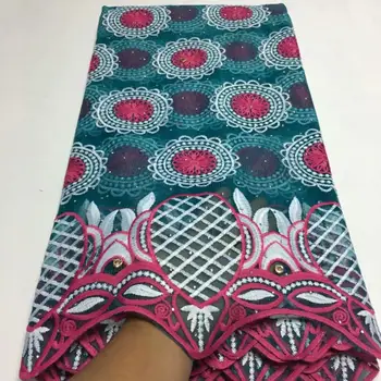 

Fuchsia Green African Lace Fabric 2019 French Lace Fabric Embroidered Nigerian French Tulle Lace Fabric With Stones For Wedding