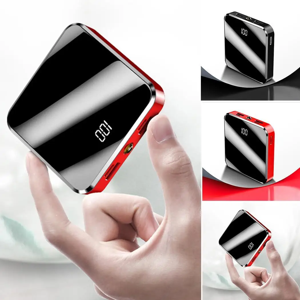 Мини Портативный банк питания 20000mah Bulti-in Светодиодный портативное зарядное устройство в виде фонарика зарядное устройство type-C два usb порта для общего телефона
