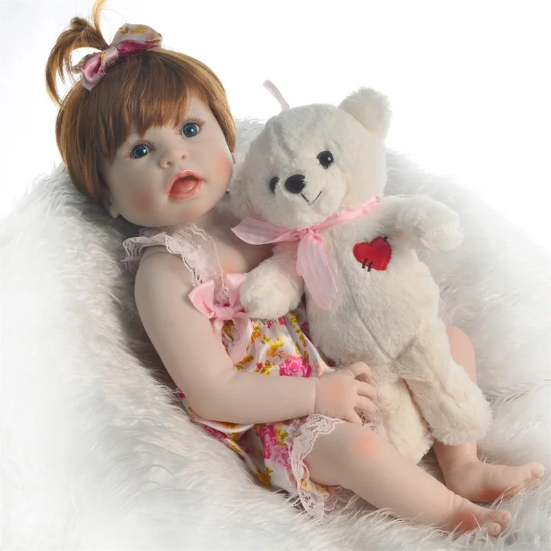57 см Bebes Reborn Baby Doll полностью силиконовая виниловая кукла для маленькой девочки Reborn baby Toy Реалистичная принцесса детская игрушка кукла прекрасный подарок на день рождения