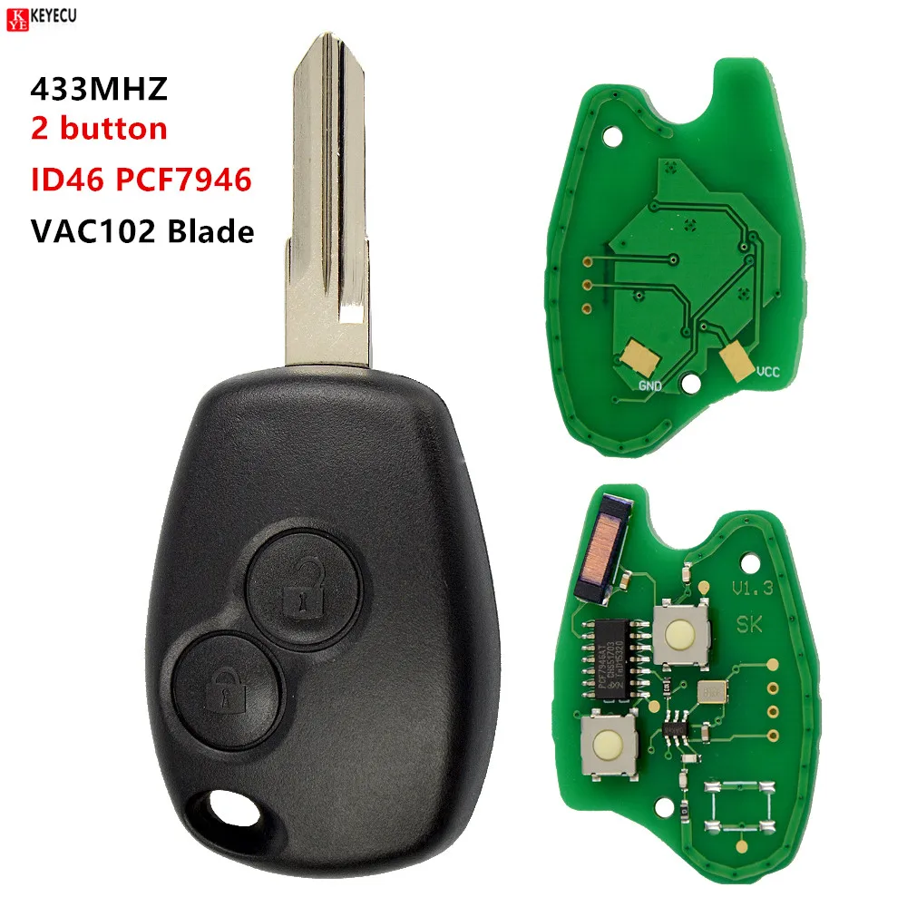 OkeyTech-for-Renault-Duster-Megane-2-Duster-Clio-Remote-Control-Key-433Mhz-Uncut-VAC102-Blade-ID46