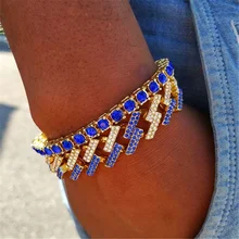1 комплект 13 мм AAA CZ камень кубинская цепь теннис Bling Iced Out полный горный хрусталь Браслет геометрические браслеты для мужчин хип хоп ювелирные изделия