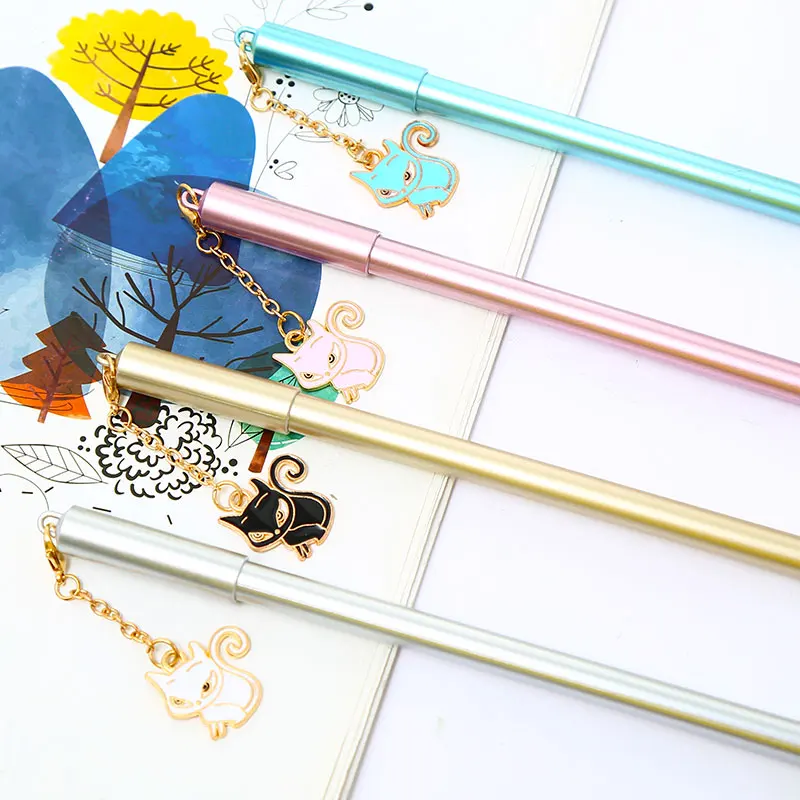 12Pcs/pack Korean Creative Funny Fox Gel Pens Animal Blue School Office Stationery Store Pencil Case Bag Wedding Gift Cute Thing
