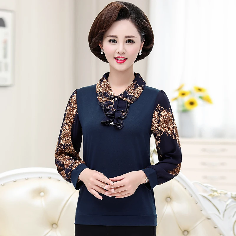 

Women Elegant Blouses Autumn Chiffon Patchwork Bowknot Collar Design Blue Red Green Long Sleeve Turn Down Collar Top Office Lady