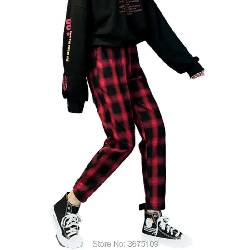 Red plaid cargo pants Clearance