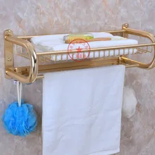 Роскошный золотой цвет Алюминиевая Полка для хранения Большой U онлайн корзина вешалка для полотенец Nailless дыропробивная вешалка для полотенец