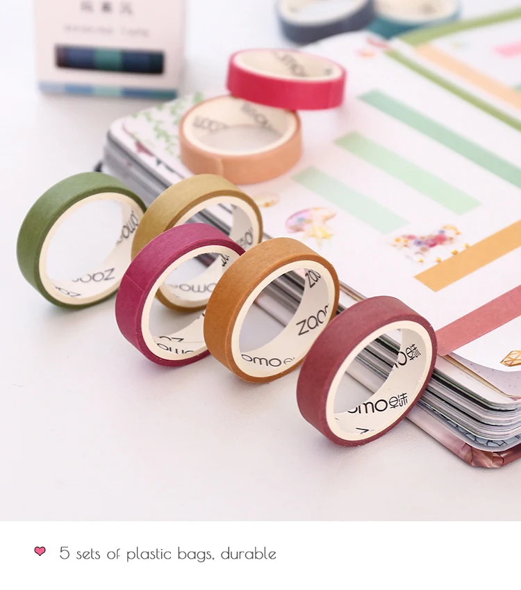 5 шт. красочная лента washi однотонные Цвет бумажная лента для художественный журнал, для свадьбы, дня рождения, праздника, лента для декорации Washi Рождество 10 мм ширина