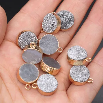 

Natural Stone Crystal Cluster Pendants Round Shape Exquisite Charm For jewelry making DIY necklace Earring accessories
