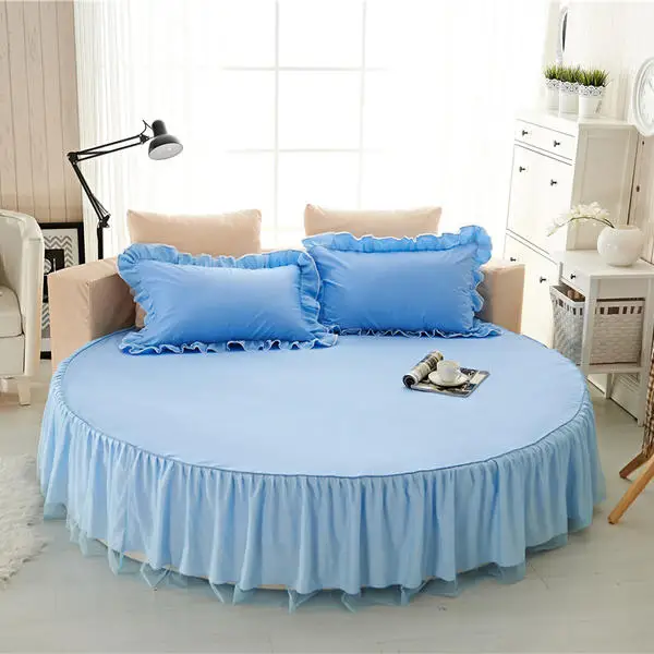 High Quality Solid Color Bed Sheet Cotton Fitted Sheet Round Bed Skirt Soft Sheet 200 / 220 Cm Queen Size - Цвет: D