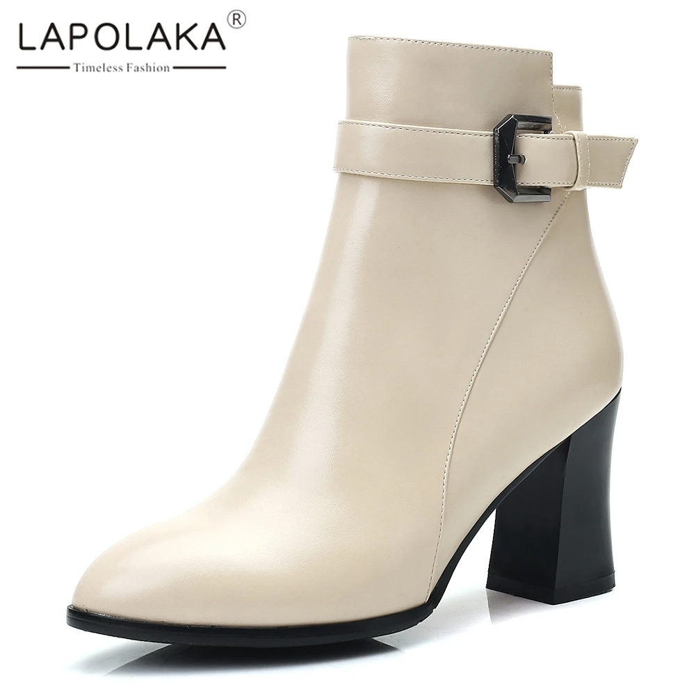 

Lapolaka New Arrivals High Quality Autumn Shoes Woman Boots Female Chunky High Heels Zipper Office Lady Shoes Woman Boots