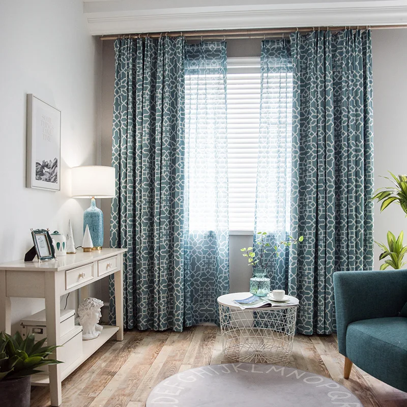 Modern Minimalist European Style Curtains with Polythene Printed