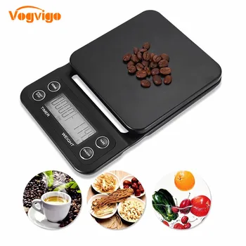 

VOGVIGO New Original Digital Kitchen Scale Food Coffee Weighing Scale Timer Back-Lit LCD Display Baking Cooking 3KG/0.1 5KG/0.5