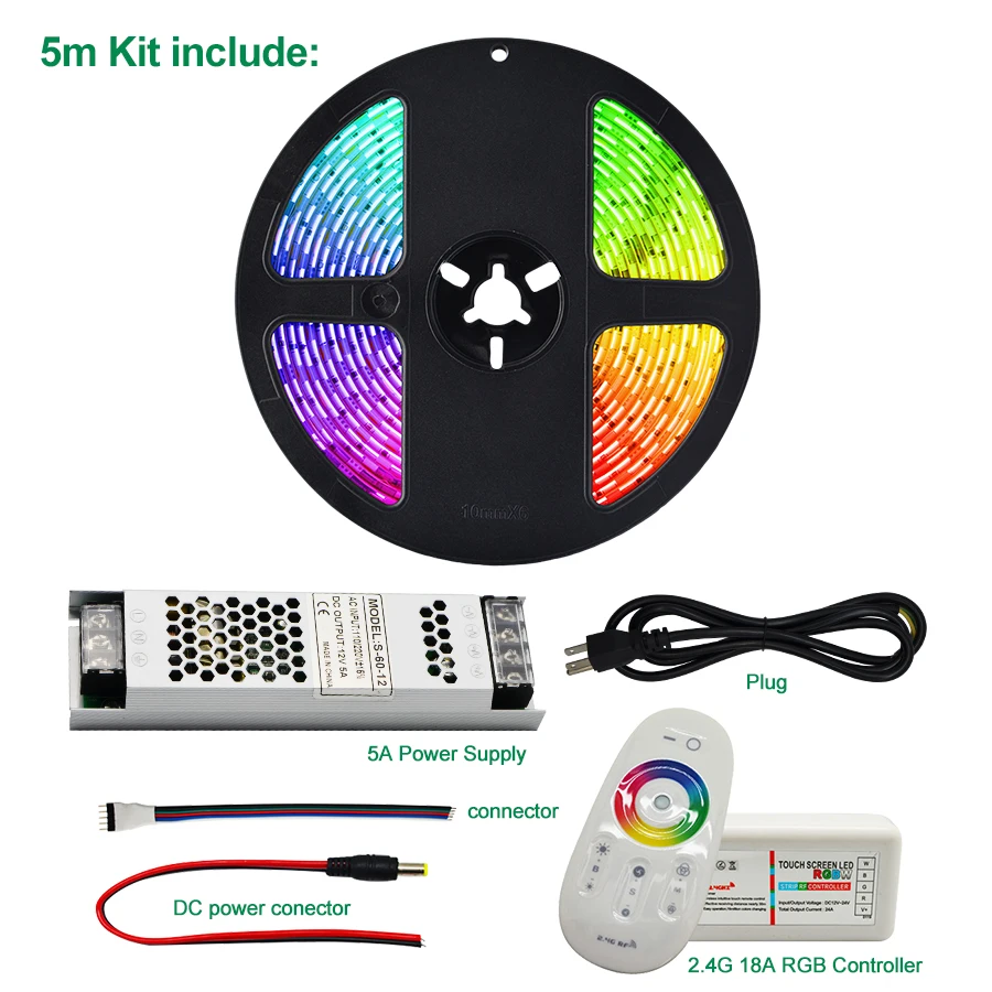 DC12V RGB/RGBW/RGBWW СВЕТОДИОДНАЯ лента SMD 5050 водонепроницаемый/не водонепроницаемый светодиодный светильник+ 2,4G RF пульт дистанционного управления+ тонкий блок питания