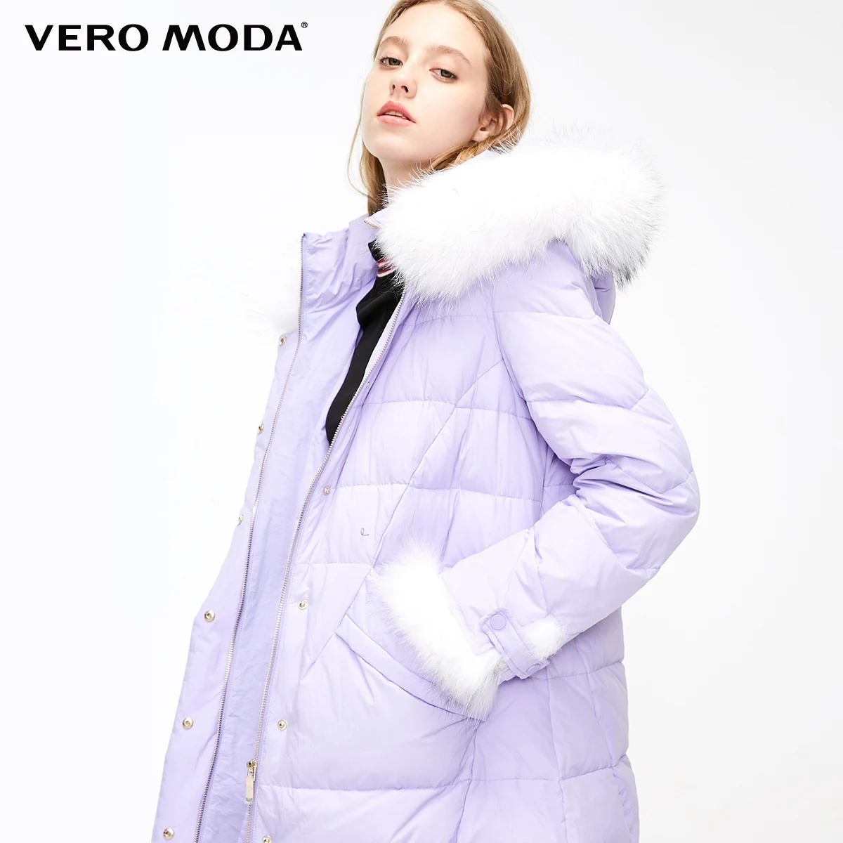 Vero Moda женский Съемный Енот с капюшоном длинный пуховик | 318412541 - Цвет: Ochird