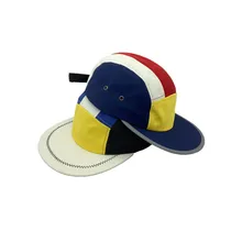 

2021 New Blank Polyester Breathable Quick Drying Sports Reflective Flat Bill Running Caps Splice Snapback Hat