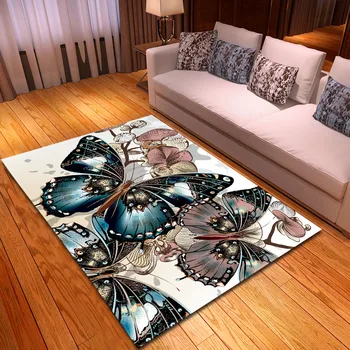 

Cartoon Butterfly 3D Printed Carpet Living Room Area Bedroom Carpet Hallway Door Mat Kid Room Game Curtain Carpet