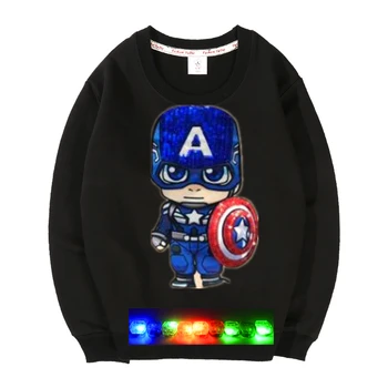 

Children's clothing 2020 new spring and autumn sweater cartoon bright light shock LED captain boy cotton long sleeve tide