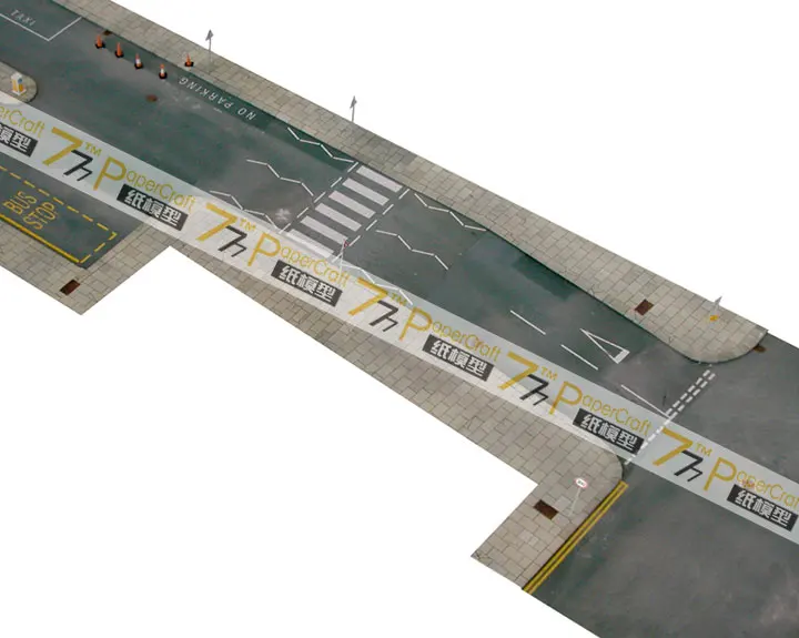 26 Roads and Sidewalks 3D Paper Model OO HO N Scale 1:56 1:64 1:76 1:87 1:150 Town Building ...