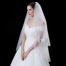 2019 новая свадебная фата невесты 2 слоя Вуаль автомобиля кости Кружева свадебное платье двойная талия длина талии