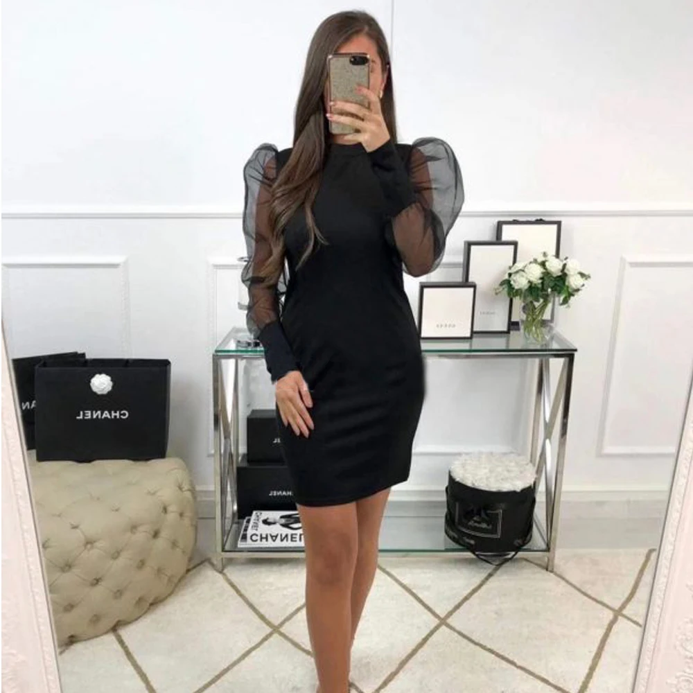 puff sleeve jumper dress