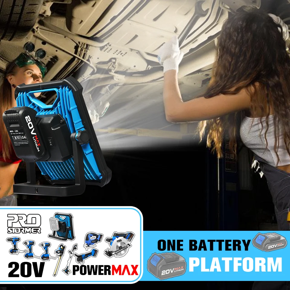 Prostormer 20V Беспроводная светодиодный портативная Рабочая лампа перезаряжаемая 2000