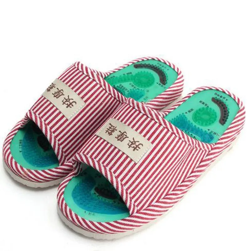 Summer Style Foot Acupoint Massage Shoes Foot Health Care Magnet Therapy Slippers Striped Pattern Indoor Shoes For Women & Men