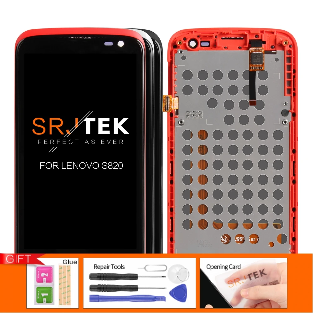 Дешево Оригинальный новый черный белый красный для lenovo S820 lcd кодирующий преобразователь сенсорного экрана в сборе запасные части для lenovo S820 диспле...