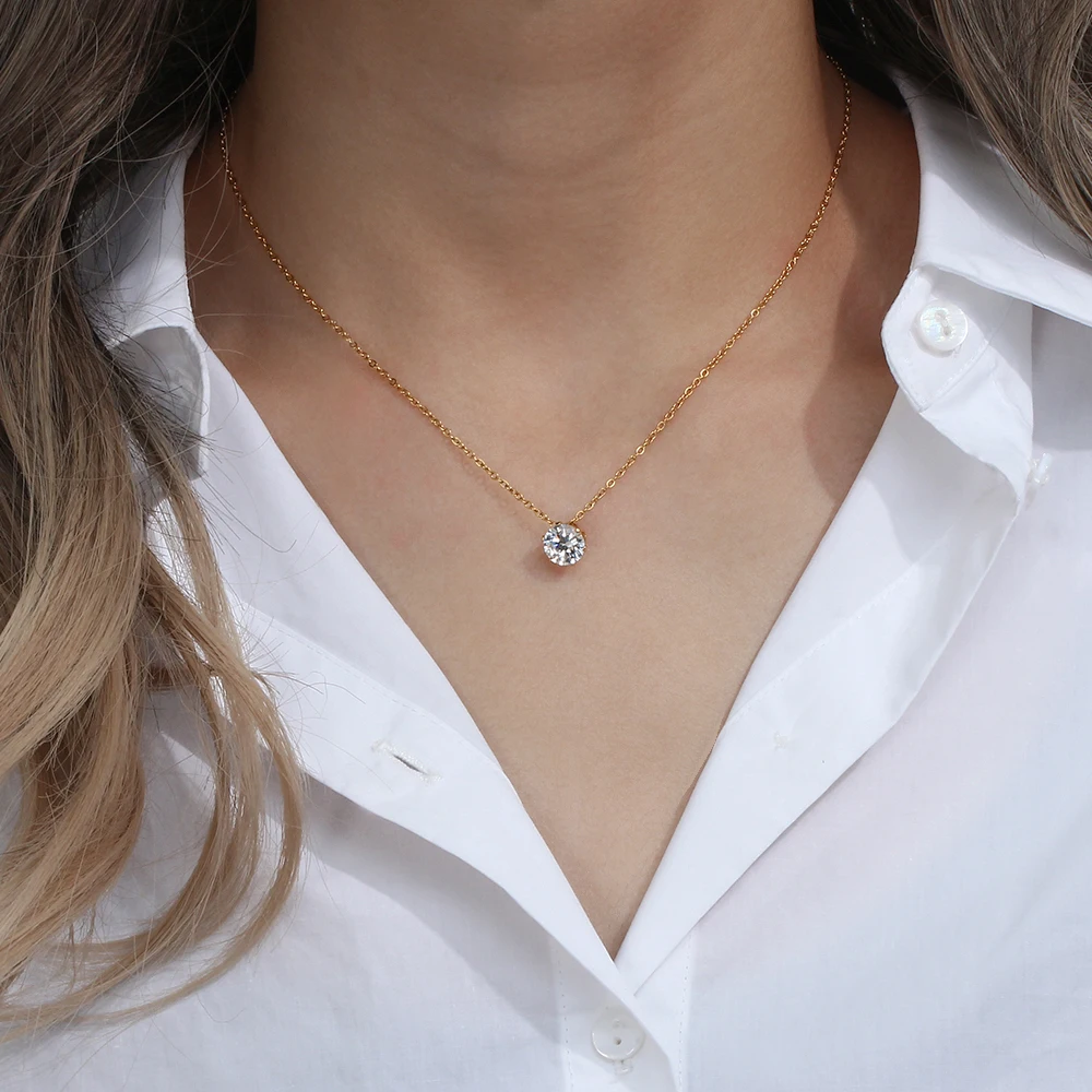 E.B.belle Crown Pendant Necklace sparkling effect