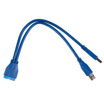 

Blue 2 Port USB 3.0 Type A Male to 20 Pin Header Male Adapter Cable Cord