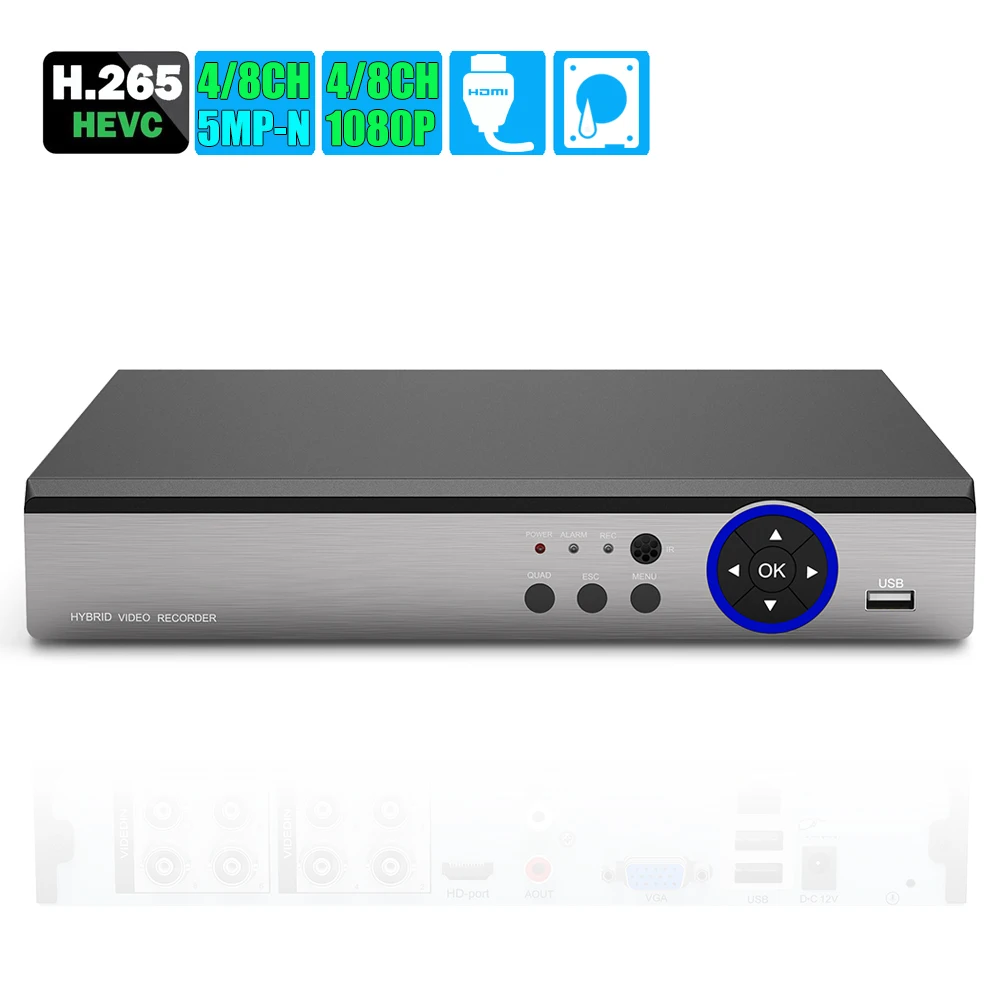 Металлический AHD 1080P 4CH 8CH CCTV DVR Mini 6 в 1 для Kit VGA HDMI системы безопасности NVR 5MP Camera