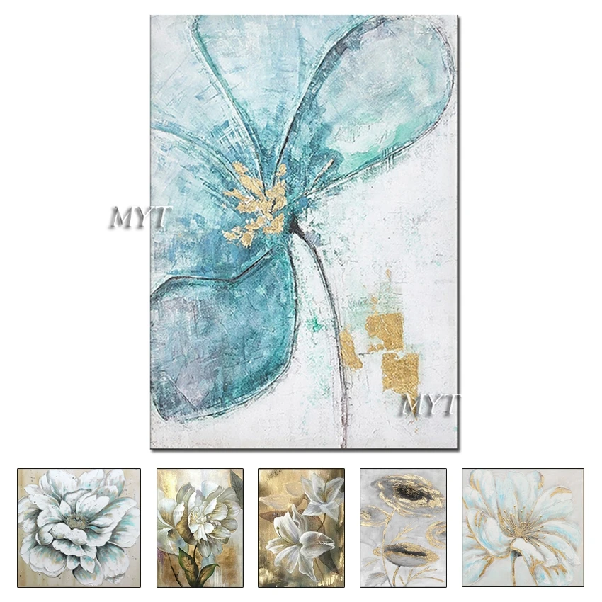 Abstract Gold Color 2 Panel Decorative Canvas Wall Art Handmade Oil Painting Gold Flower Group Painting Canvas Art Modern Decor