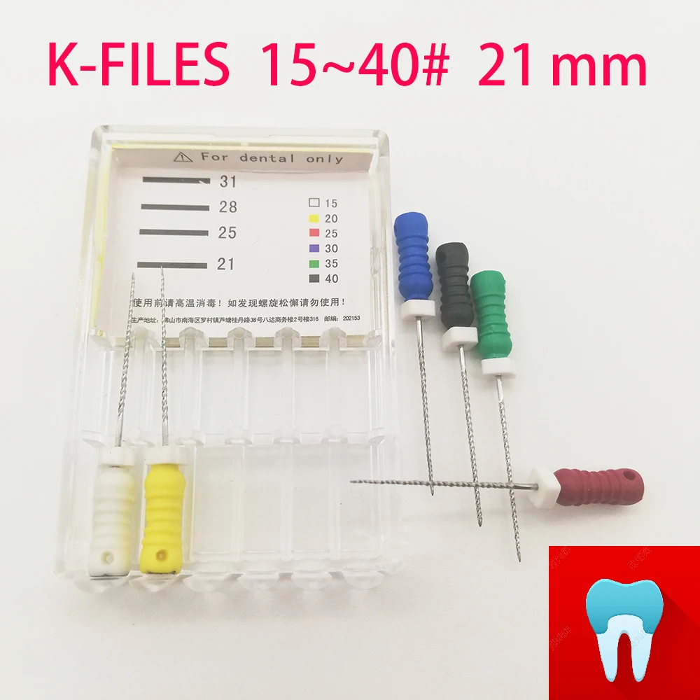 #15-40 21mm Dental K Files Root Canal Dentistry Endodontic Instruments Dentist Tools Hand Use Stainless Steel | Красота и здоровье