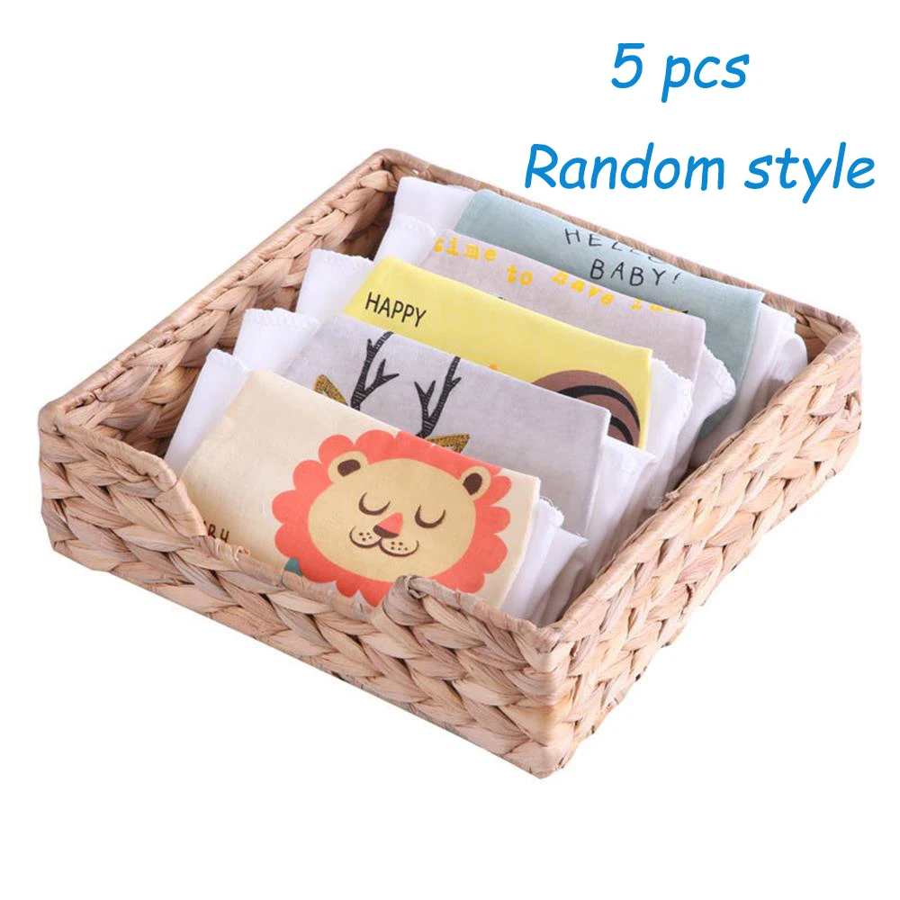 Baby Sweat-absorbent Towel 5 pack Cotton Gauze Kindergarten Pad Back 4 layer Cartoon |