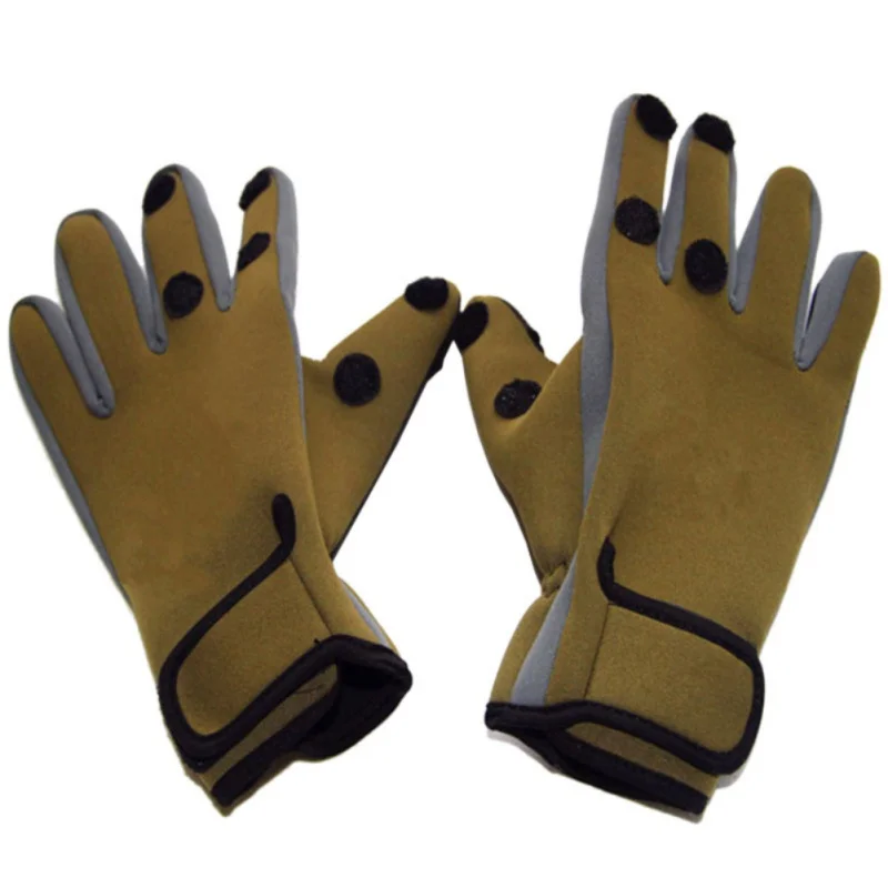 1Pair/Lot Sport Leather Fishing Gloves Men 3 Half-Finger Breathable Anti-Slip Glove Fishing Equipment - Цвет: Зеленый