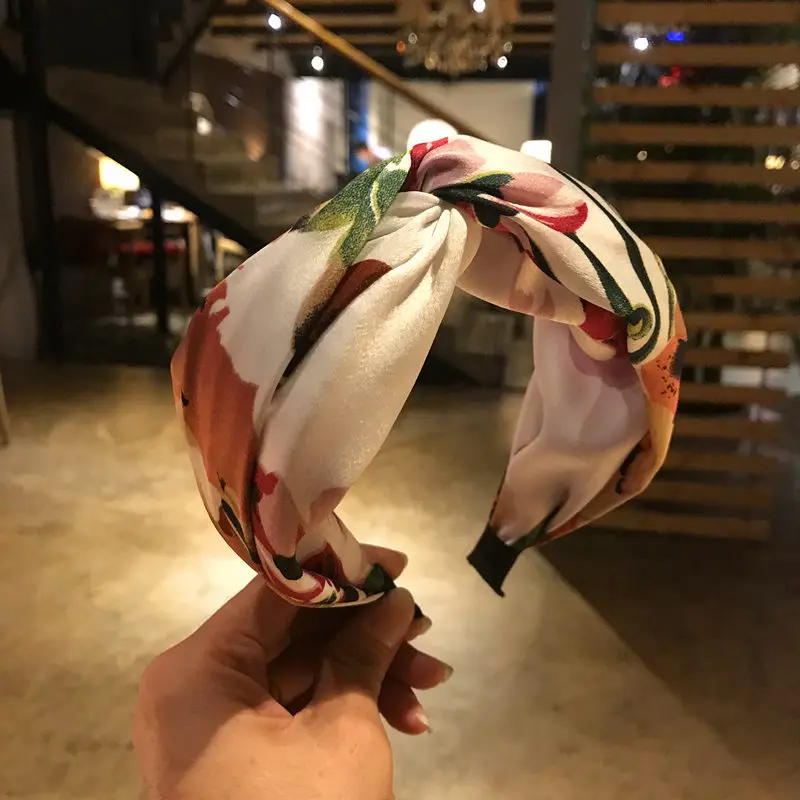 Xugar напечатанный узел повязки для женщин Девушка Мода атласная повязка для волос женские аксессуары для волос бандана - Цвет: 4