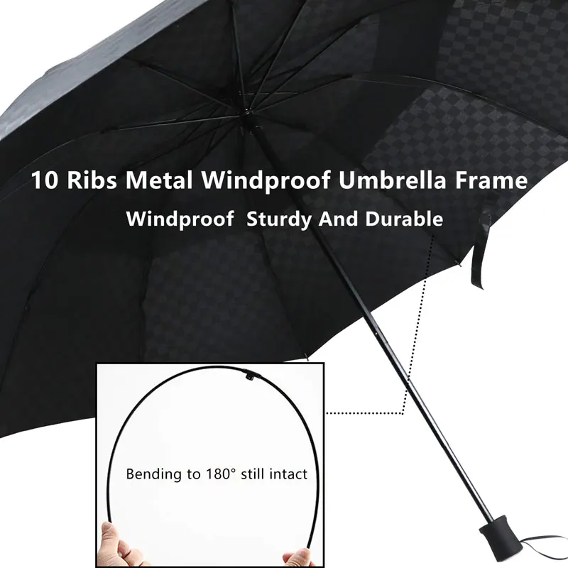 120 см двухслойный большой зонт дождь женский Темный сетчатый дорожный бизнес зонтик 3 Складной Ветрозащитный большой для мужчин женщин Зонты
