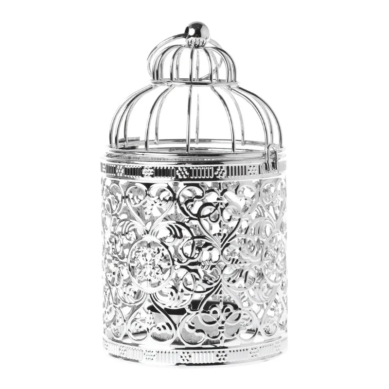 05 Полый Держатель Подсвечники Tealight подвесной фонарь винтажная клетка для птиц 3 цвета 72XF - Цвет: 05