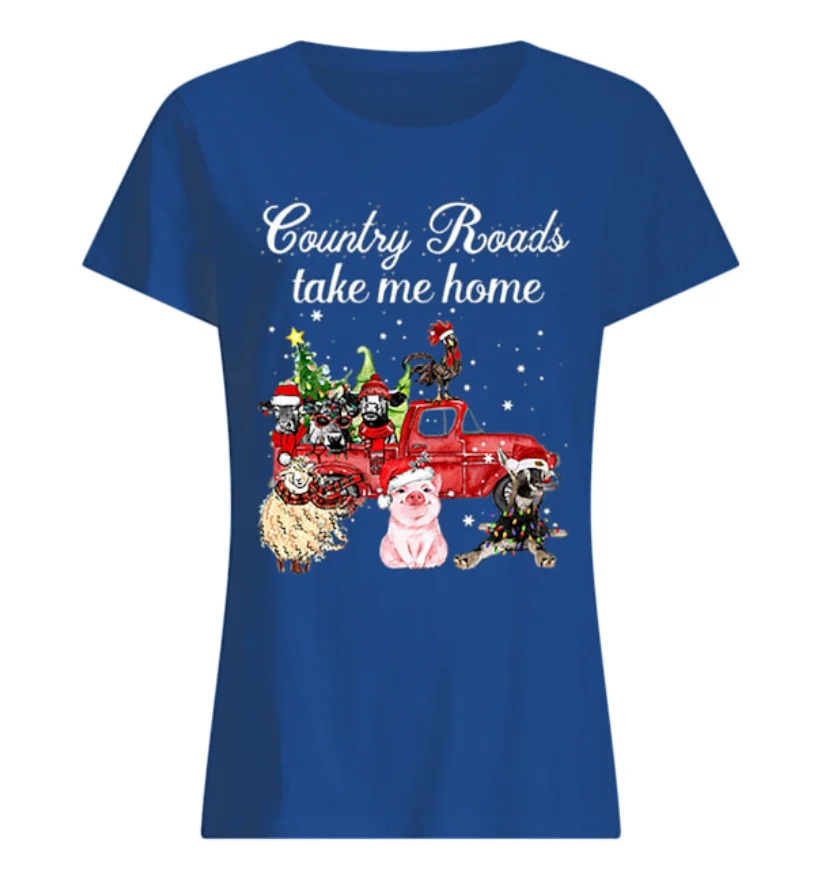 Сельская ферма дороги Take Me Home коровы Овцы курица свинья Ослик женская футболка