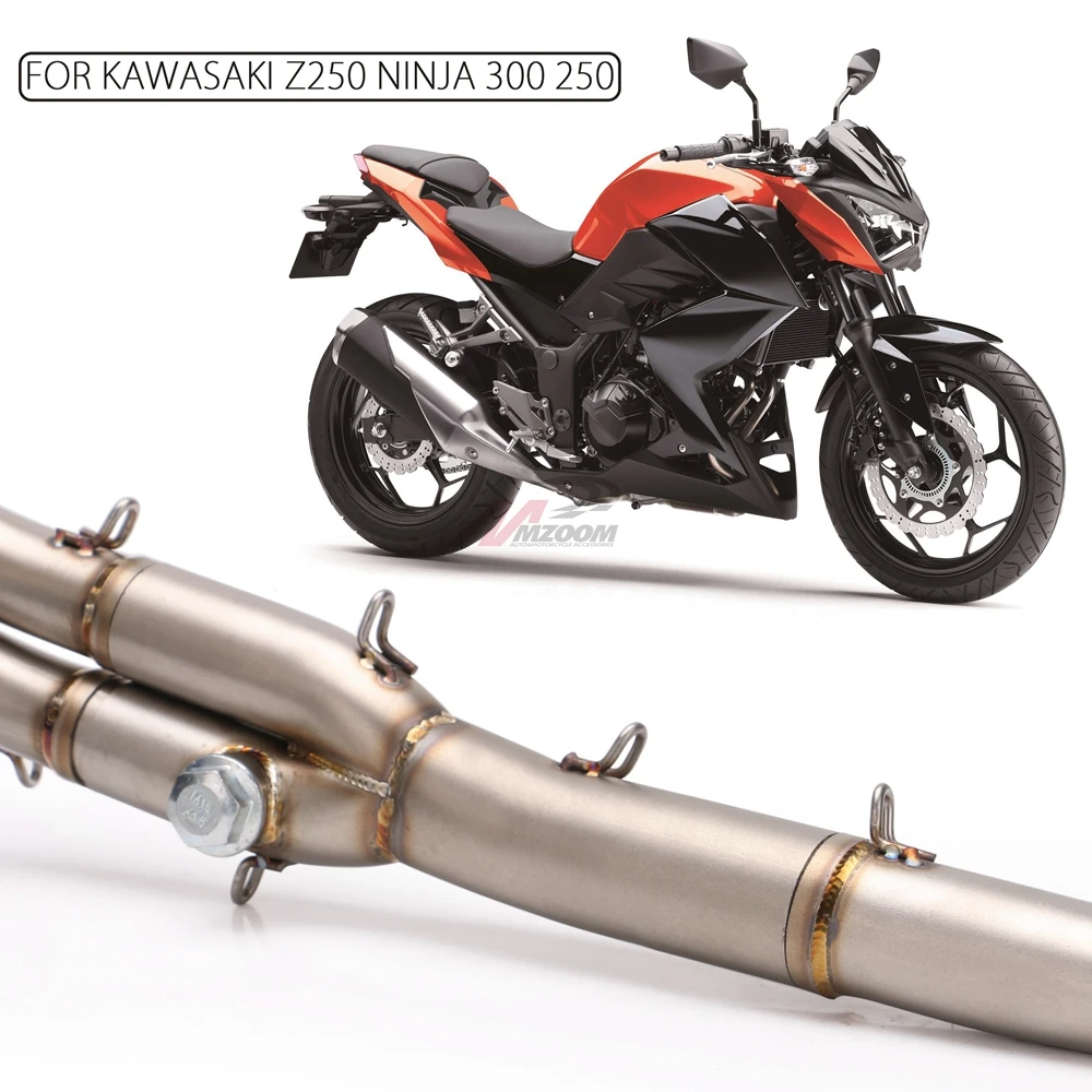 Средняя выхлопная труба мотоцикла гоночная Модифицированная полная выхлопная система слипоны для Kawasaki Z250 Ninja 300 250 с датчиком