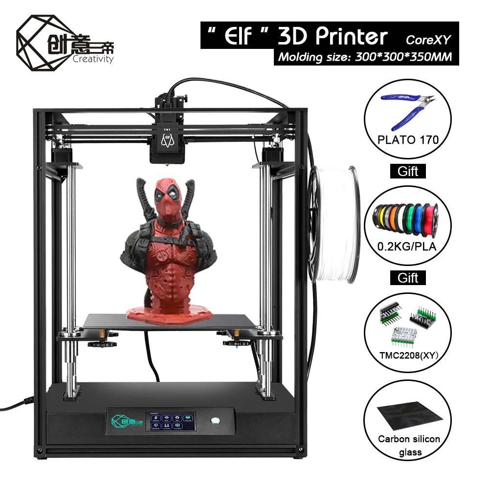 Креативный BestNew CoreXY ELF 3D принтер с двойной осью z высокоточный алюминиевый