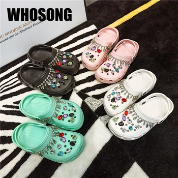 

Women Slippers Woman Slides Rhinestone Shoes Ladies Outside Slides Female White Brand Slides Closed Toe Flats Zapatos De Mujer